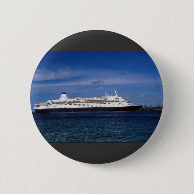 Cruise ship, Nassau, Bahamas Pinback Button (Front)