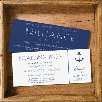 Cruise Ship Nautical Boarding Pass Wedding Invitation by TropicalPapers at Zazzle