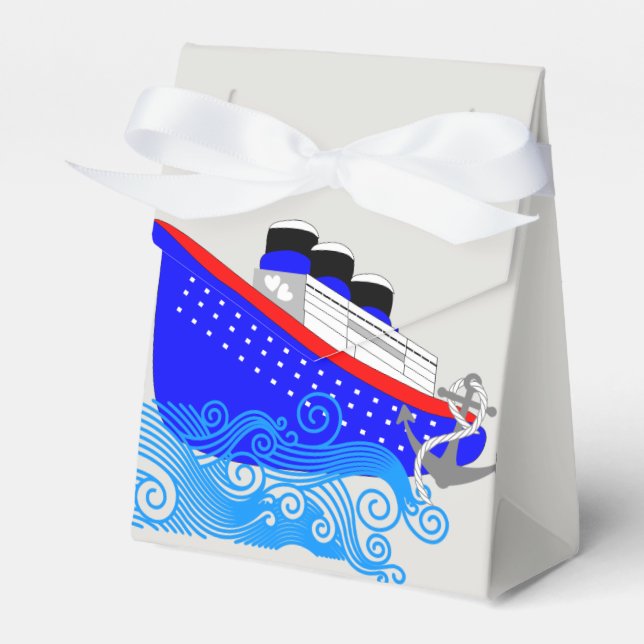 Cruise Ship Nautical Personalized Favor Boxes (Front Side)