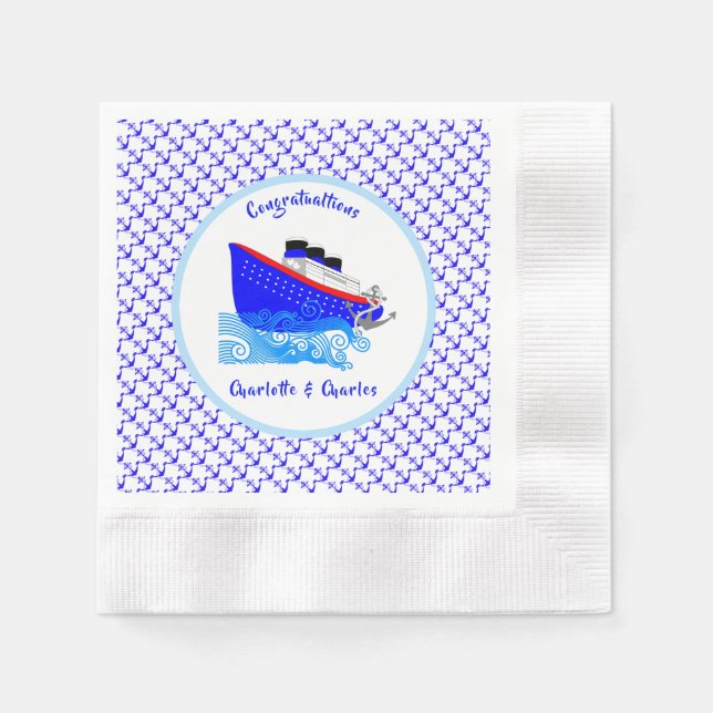 Cruise Ship Nautical Personalized Napkins (Front)