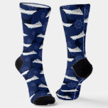 Cruise Ship Navy Blue And White Sailing Socks