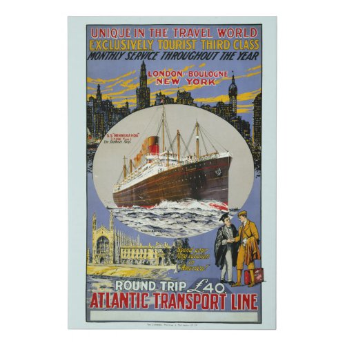 Cruise Ship New York Skyline  A London Street Faux Canvas Print