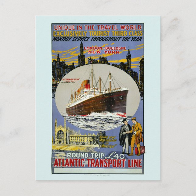 Cruise Ship, New York Skyline & A London Street Postcard (Front)