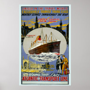 Cruise Ship, New York Skyline & A London Street Poster