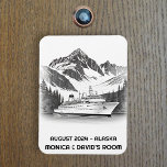 Cruise Ship Ocean  Alaska mountain  Black White Magnet<br><div class="desc">This design may be personalized in the area provided by changing the photo and/or text. Or it can be customized by clicking Personalize this Template and then choosing the click to customize further option and delete or change the color of the background, add text, change the text color or style,...</div>
