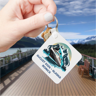 Cruise Ship Ocean Alaska mountain Keychain