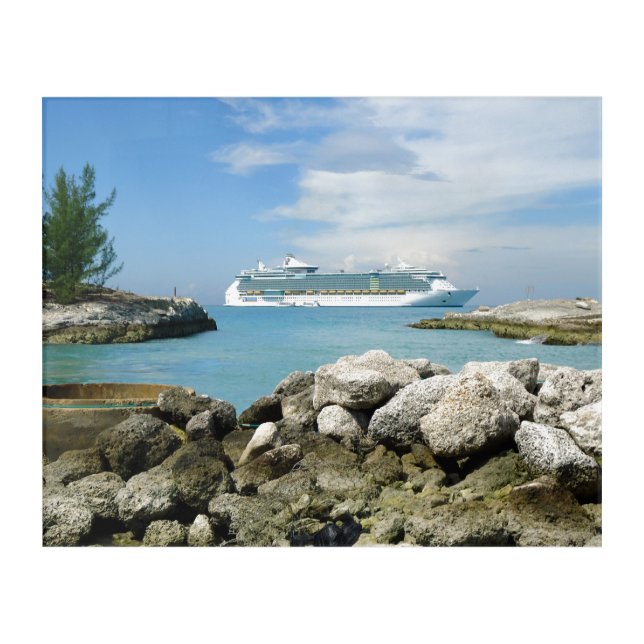 Cruise Ship Off CocoCay Acrylic Print (Front)
