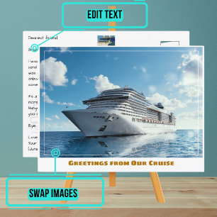 Cruise Ship on Blue Water Postcard