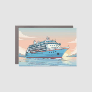 Cruise ship on ocean car magnet