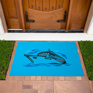 Cruise Ship on Ocean Waves Nautical Travel Doormat