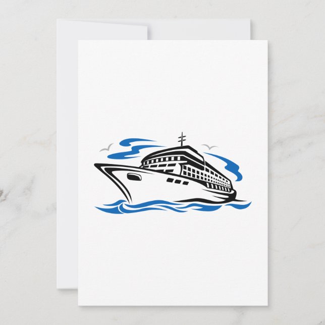Cruise Ship on Ocean Waves Nautical Travel Invitation (Front)