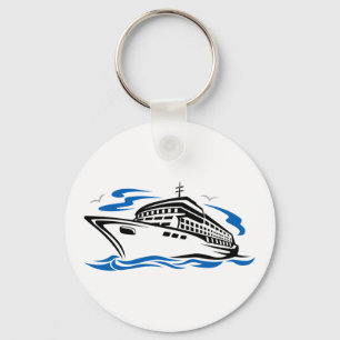 Cruise Ship on Ocean Waves Nautical Travel Keychain