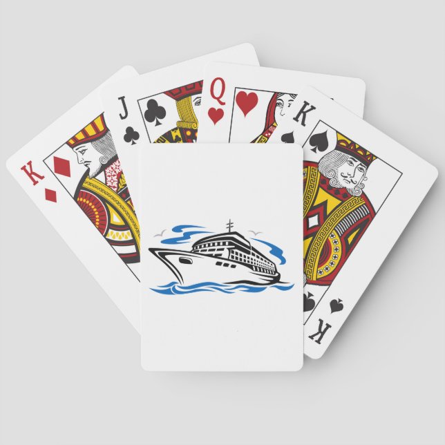 Cruise Ship on Ocean Waves Nautical Travel Poker Cards (Back)
