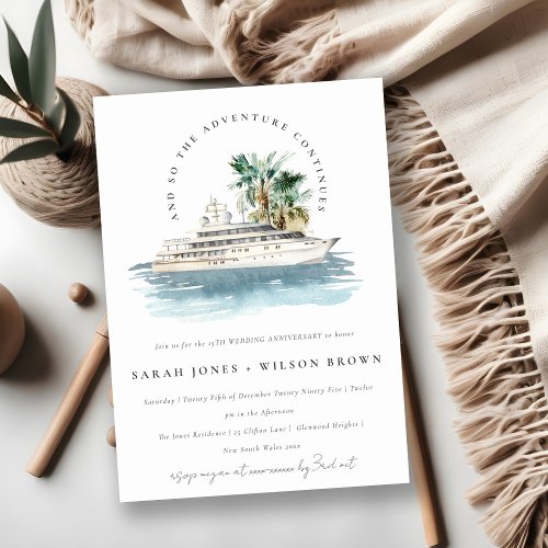 Cruise Ship Palm Seascape Any Year Anniversary Invitation