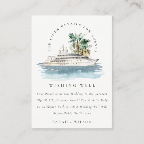 Cruise Ship Palm Seascape Wedding Wishing Well Enclosure Card