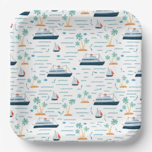 Cruise Ship Paper Plates, Tropical Vacation Party Plates