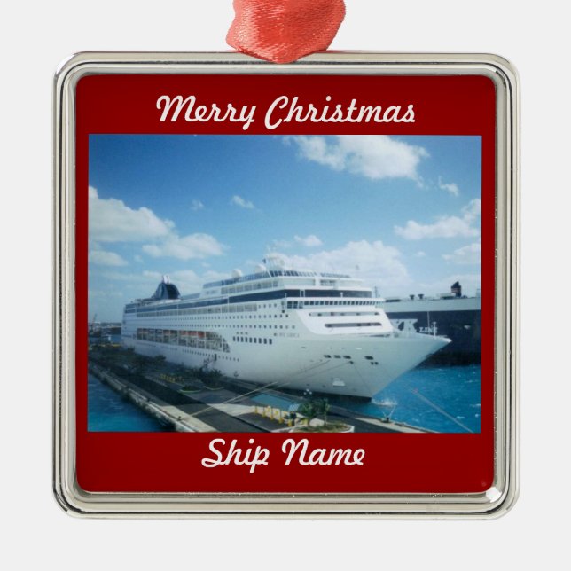 Cruise Ship Photo L1 Customizable Metal Ornament (Front)
