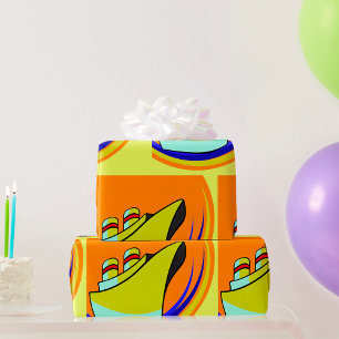 Cruise Ship Pop Art Vibrant Ocean Travel Wrapping Paper