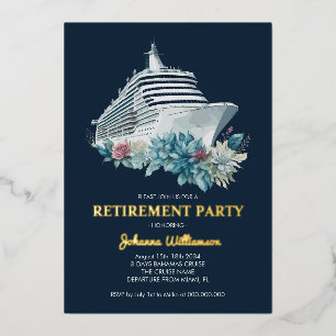 Cruise Ship Retirement Party Gold Foil Invitation