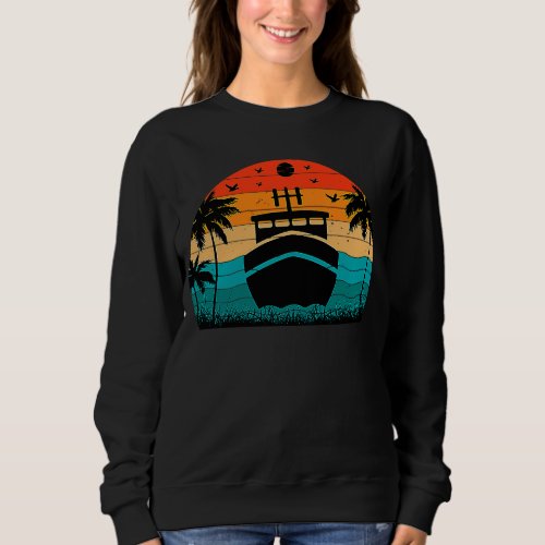 Cruise Ship Retro Sunset Palm Trees Sweatshirt