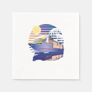 Cruise Ship Retro Vintage Sunset Cruising Cruise V Napkins