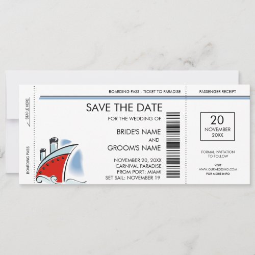 Cruise Ship Save the Date Invitations