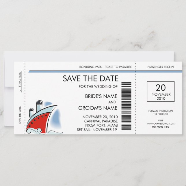 Cruise Ship Save the Date Invitations (Front)