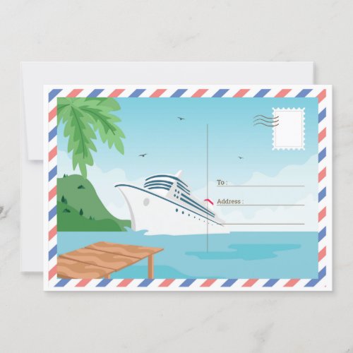Cruise Ship Save the Date Postcard Invitation