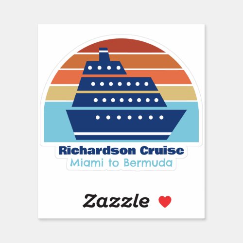 Cruise Ship Sunset Personalized Family Vacation Sticker
