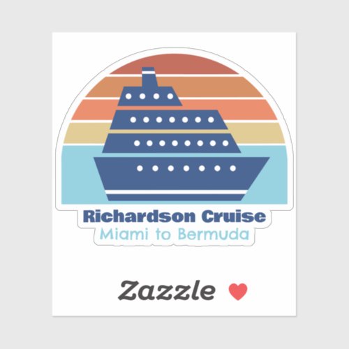 Cruise Ship Sunset Personalized Family Vacation Sticker