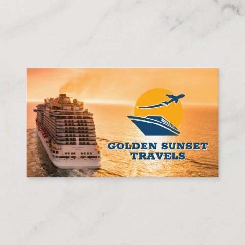 Cruise Ship  Sunset Vacation Business Card