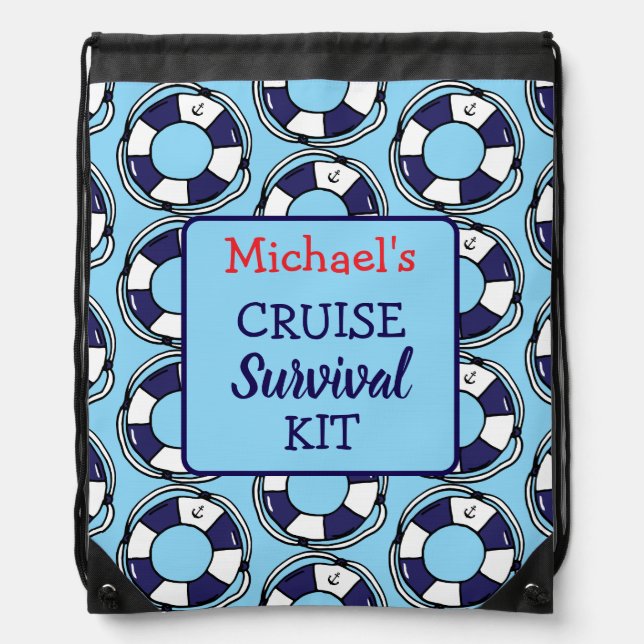 Cruise Ship Survival Kit Funny Cruising Drawstring Bag (Front)