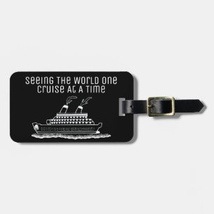 Cruise Ship Traveler Funny Simple Black White Luggage Tag
