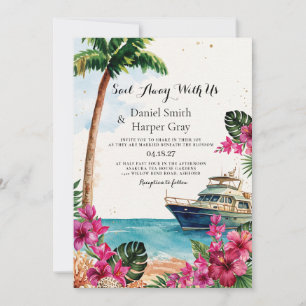 Cruise Ship Tropical Travel Wedding Invitation