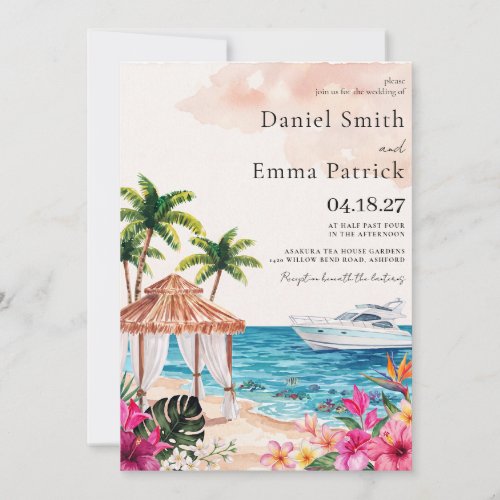 Cruise Ship Tropical Travel Wedding Invitation