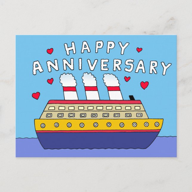 Cruise Ship Wedding Anniversary Congratuations Postcard (Front)