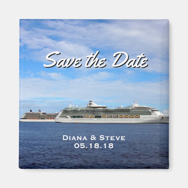 Cruise Ship Wedding Favor | Nautical Save the Date Magnet (Front)