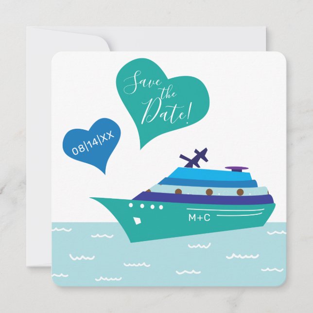 Cruise Ship Wedding Save the Date Card (Front)