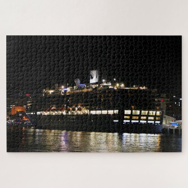 Cruise Ship with lights, Hobart, Tasmania Jigsaw Puzzle (Horizontal)