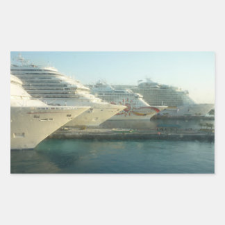 Cruise Ships at Sunrise Rectangular Sticker