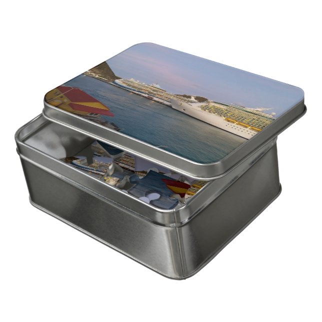 Cruise Ships in St Martin / St Maarten, Evening Jigsaw Puzzle (Lid Open)