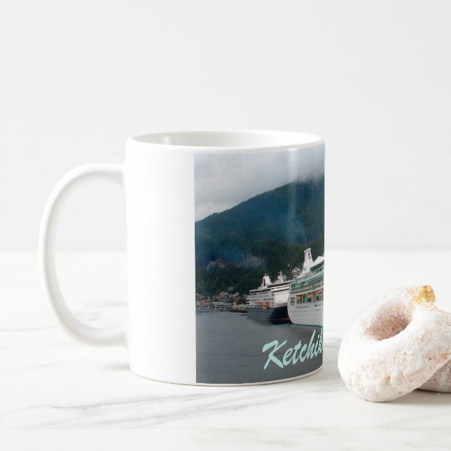 Cruise Ships, Ketchikan, Alaska Coffee Mug (With Donut)