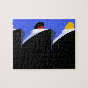 Cruise Ships Vintage Poster Ocean Liner Jigsaw Puzzle