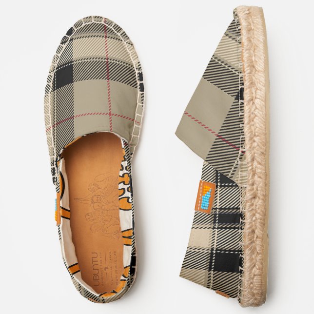 Cruise Shoes Beige Black Plaid Red Stripe Slip On  (Side)