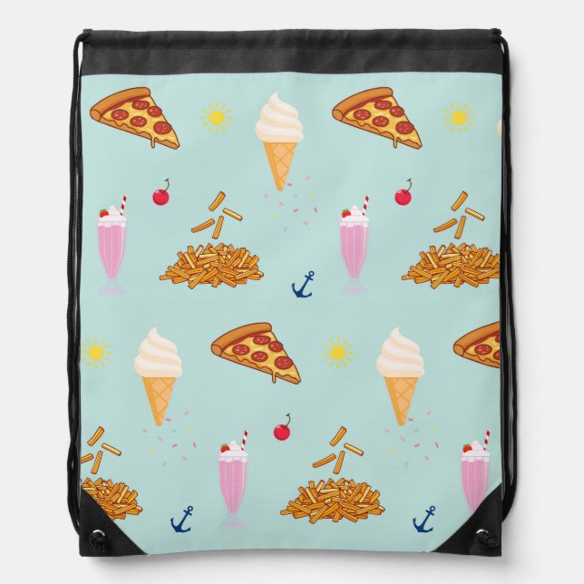  Cruise Snacks Pattern Drawstring Bag (Front)
