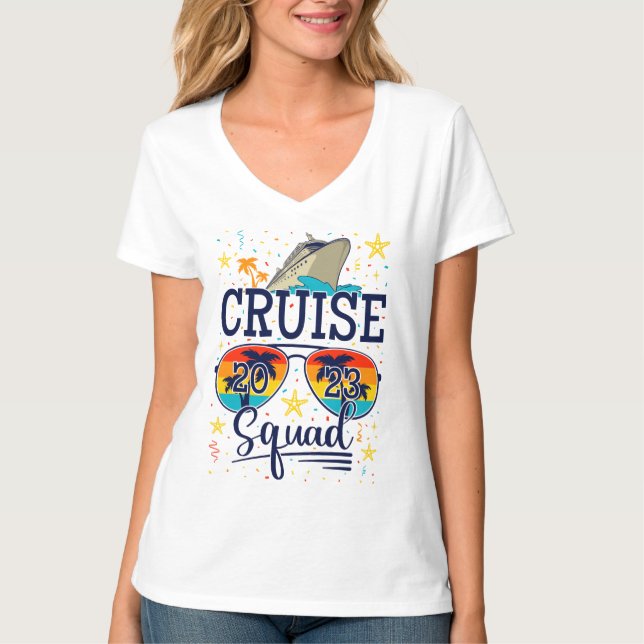 Cruise Squad 2023 Cruising Vacation Women V-Neck T-Shirt (Front)