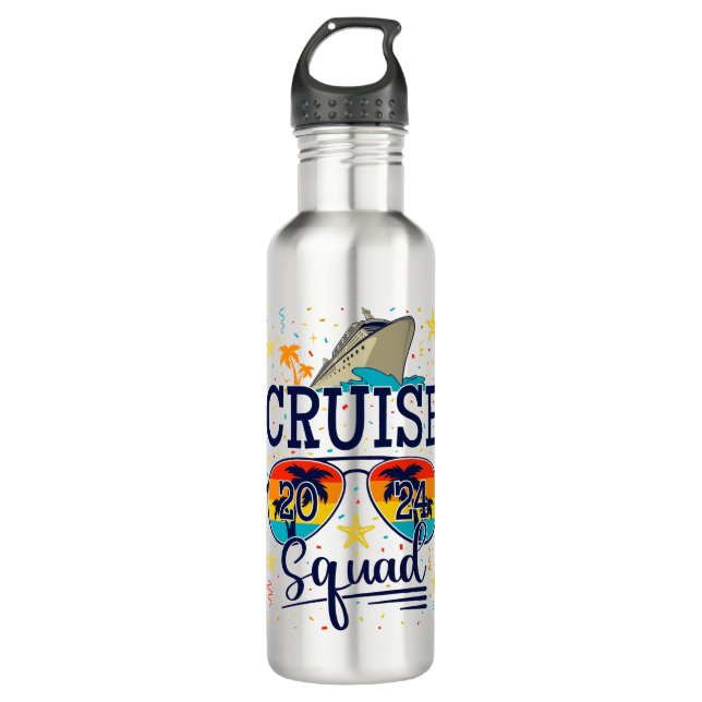 Cruise Squad 2024 Cruising Vacation Stainless Steel Water Bottle (Front)