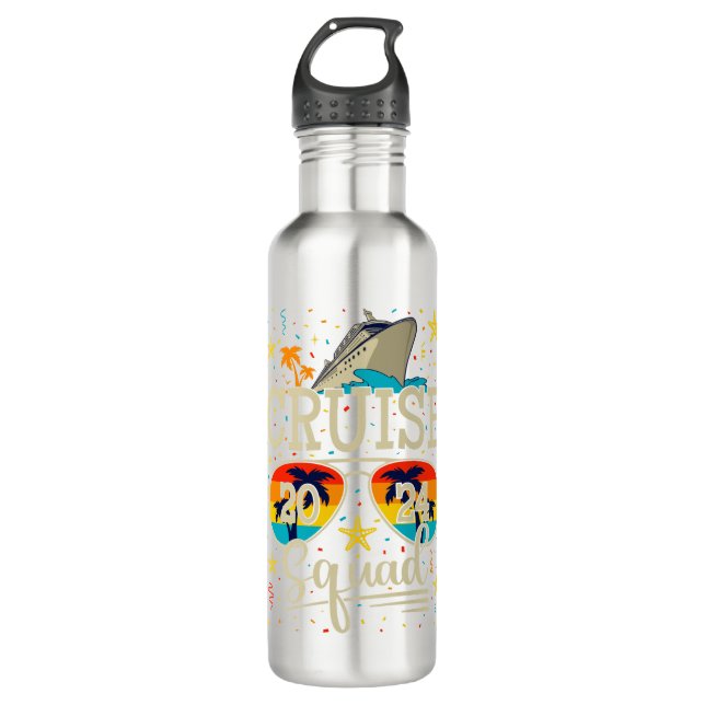 Cruise Squad 2024 Cruising Vacation Stainless Steel Water Bottle (Front)