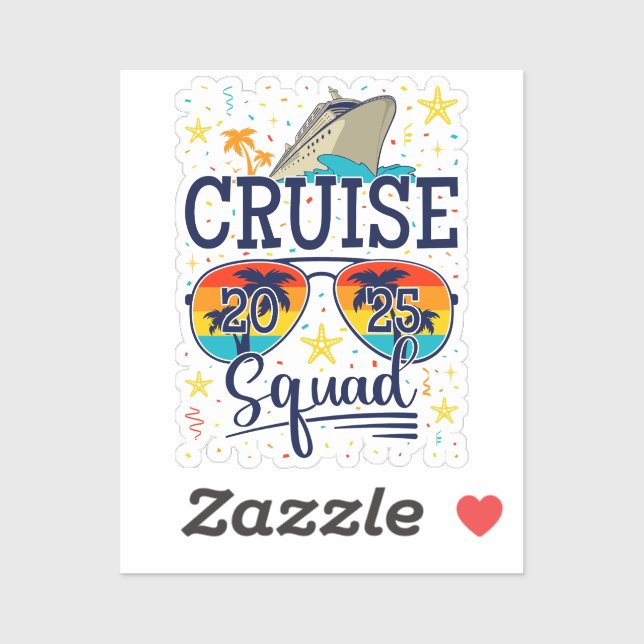 Cruise Squad 2025 Cruising Vacation Vinyl Sticker (Sheet)