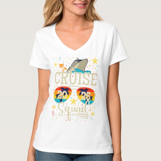 Cruise Squad 2025 Cruising Vacation Women V-Neck T-Shirt (Front)